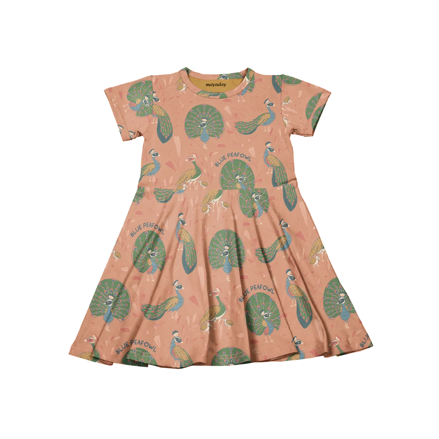 Meyadey Peafowl Parade Short Sleeved Circle Dress