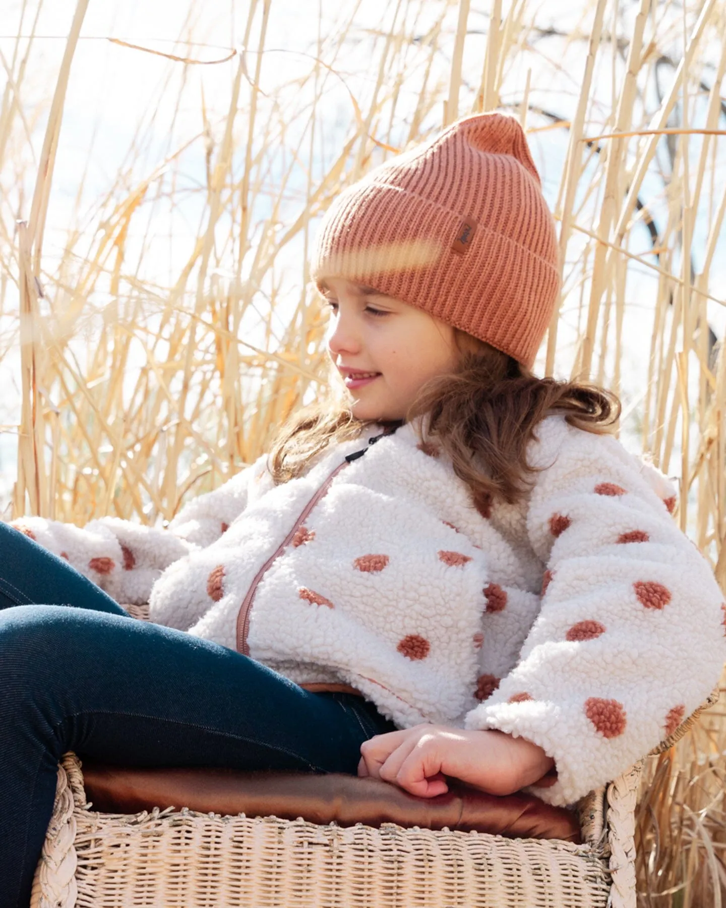 Mid-Season Knit Hat Brown Pink