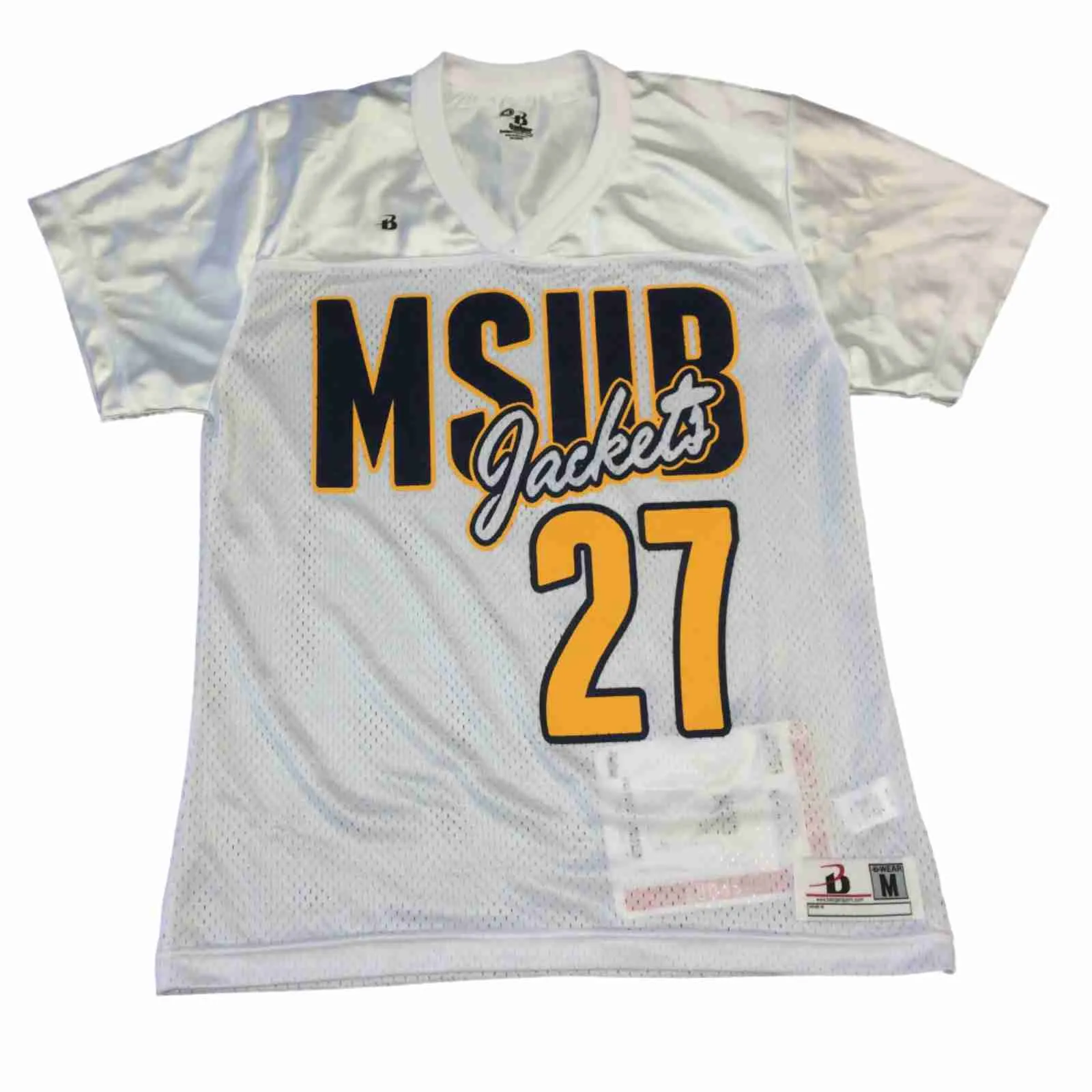 MSUB Yellowjackets Badger Sport WOMENS White #27 Short Sleeve Jersey (M)