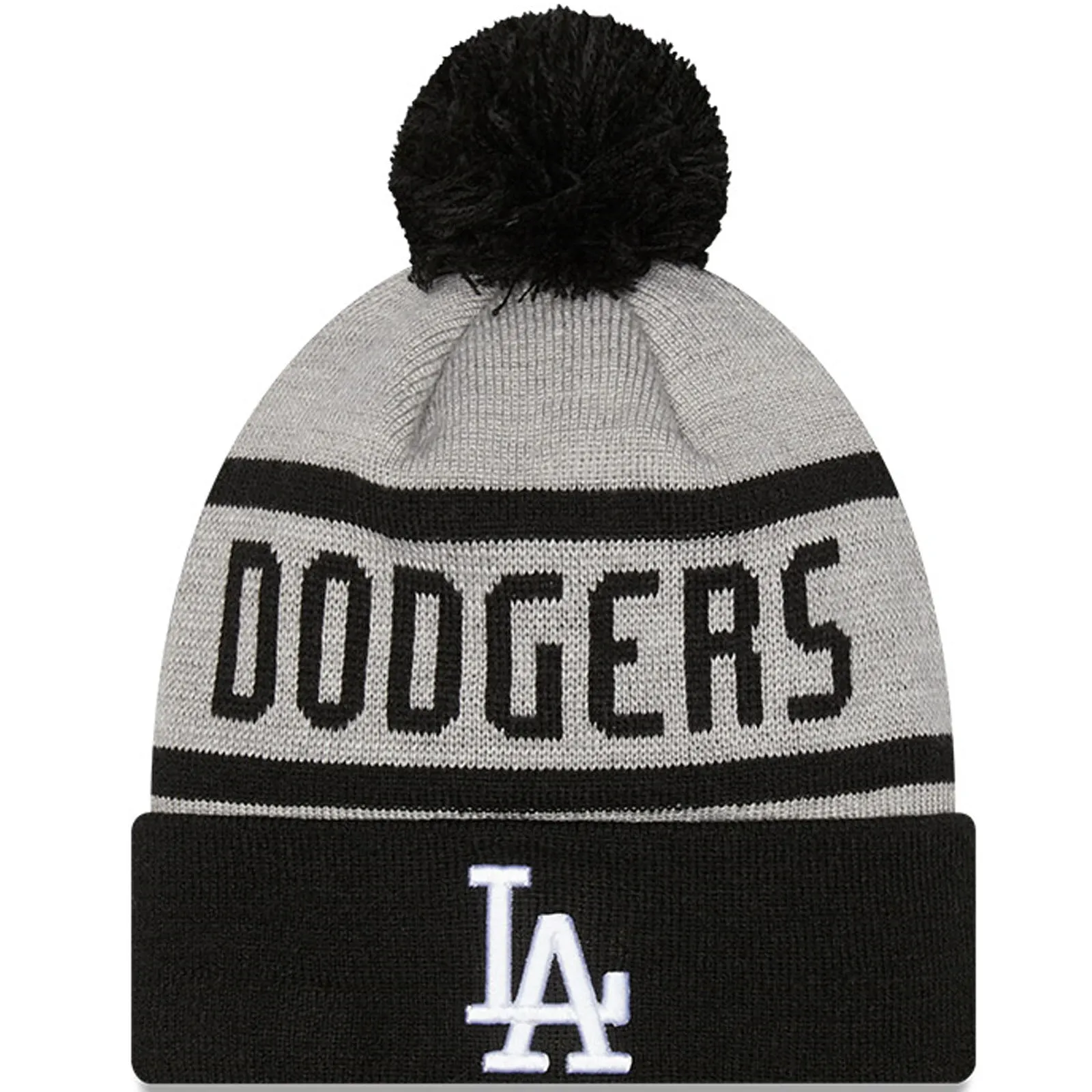 New Era Mens Los Angeles Dodgers MLB Cuffed Sideline Bobble Hat - Grey