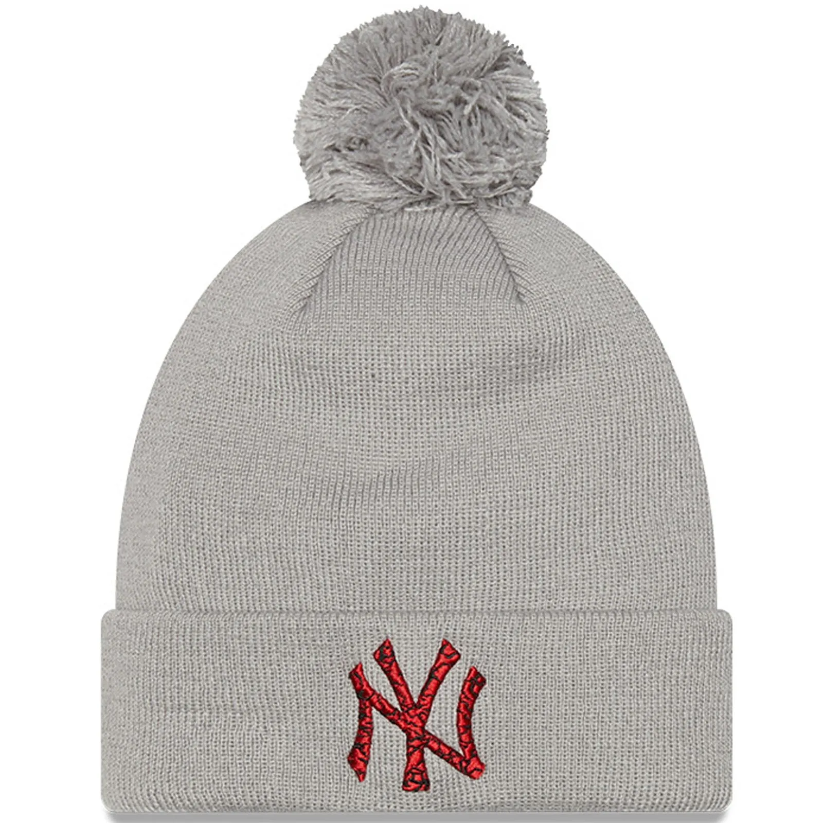 New Era Mens New York Yankees MLB Cuffed Infill Logo Bobble Hat - Grey