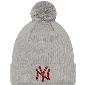 New Era Mens New York Yankees MLB Cuffed Infill Logo Bobble Hat - Grey