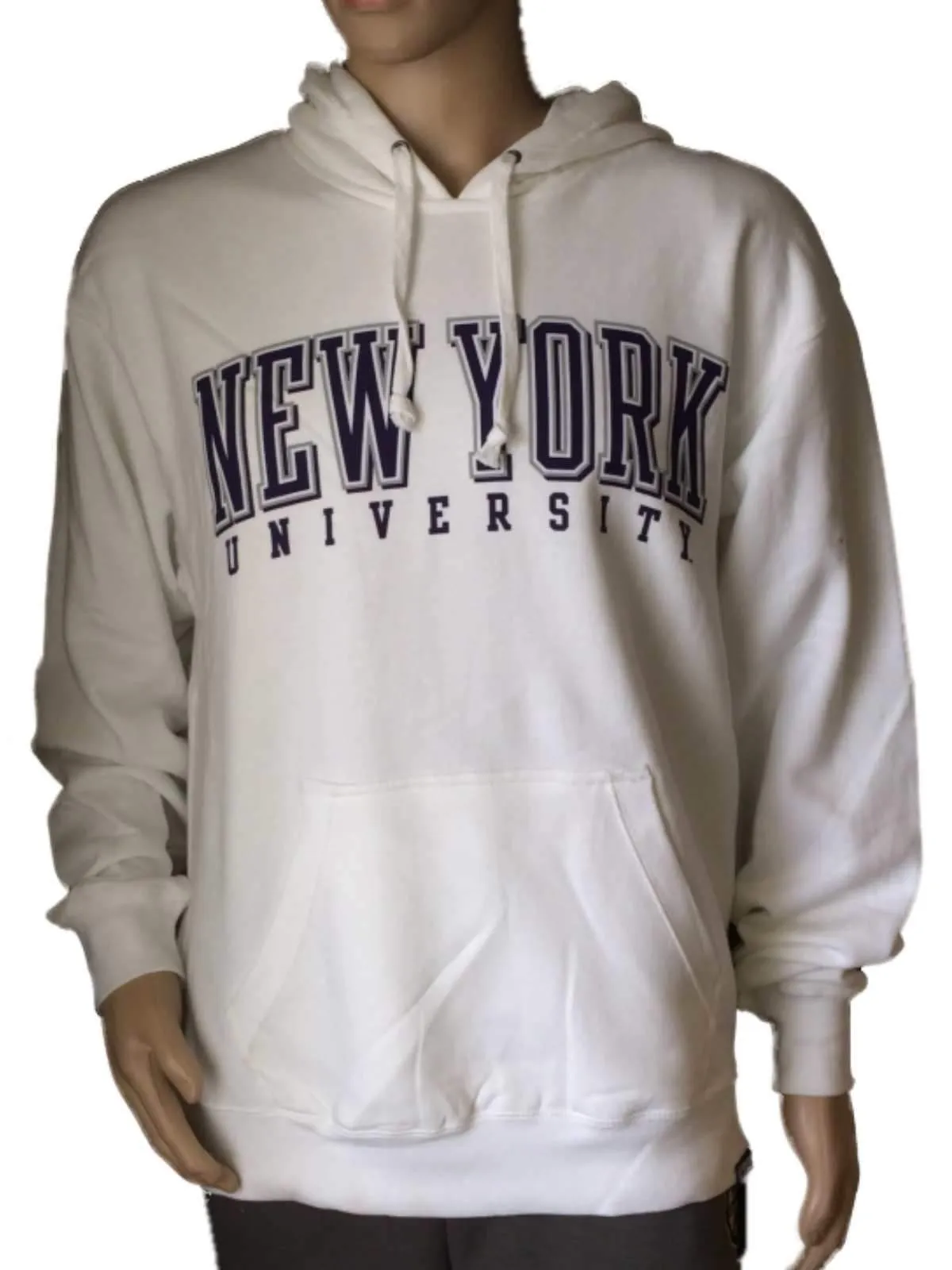 New York Violets GFS White Long Sleeve Pullover Hoodie Sweatshirt Pocket (L)