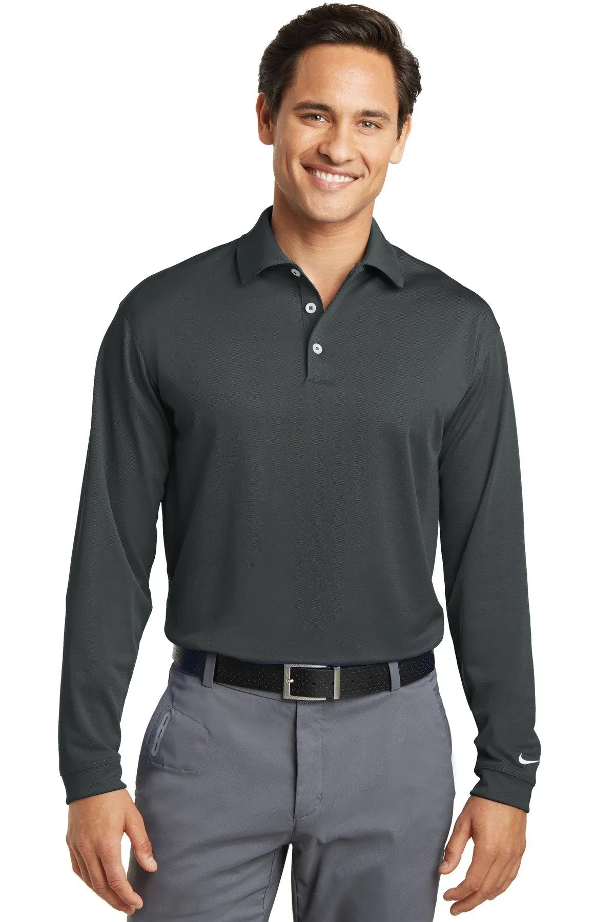 Nike Long Sleeve DriFIT Stretch Tech Polo 466364 Anthracite [Horton Group]