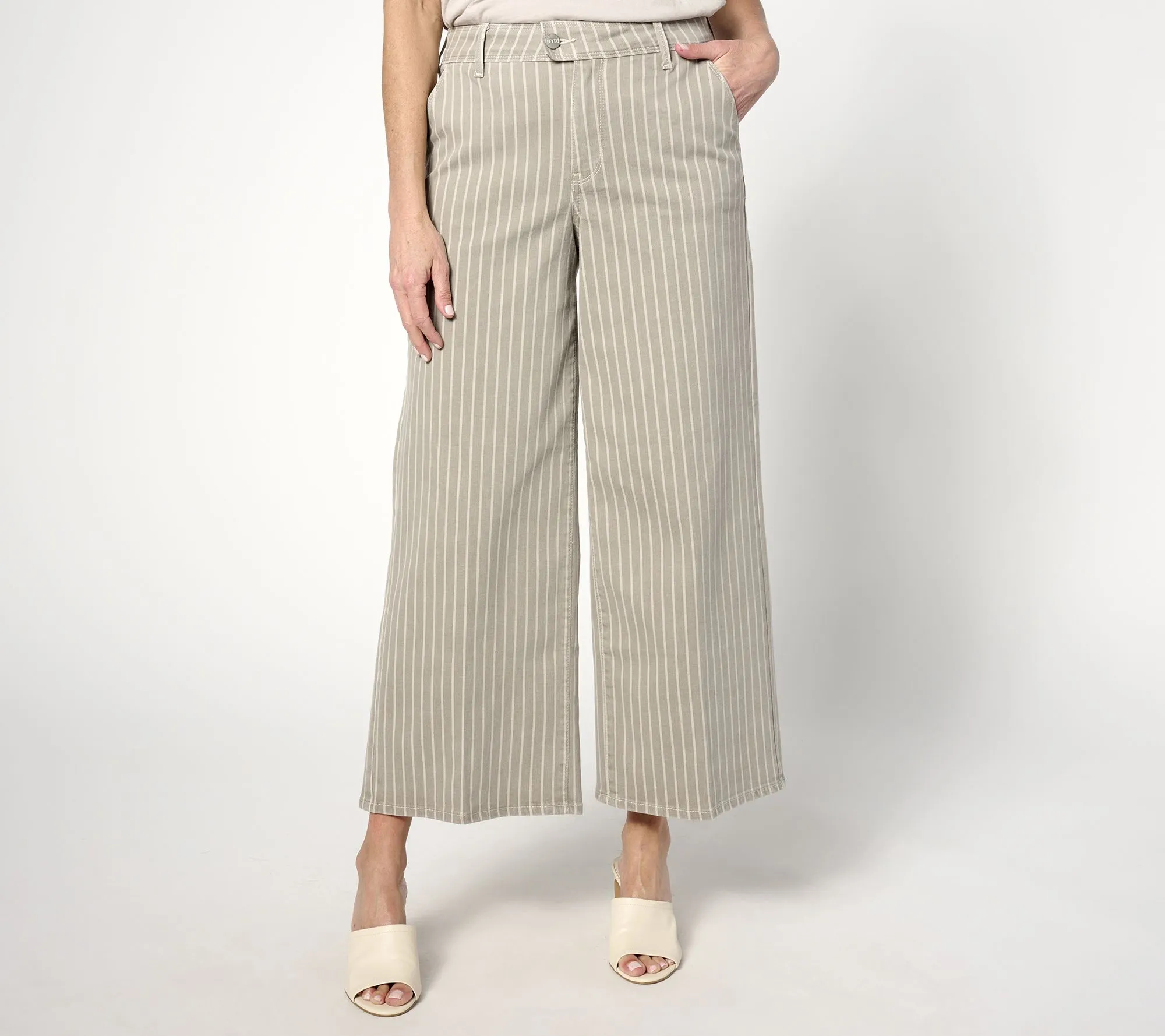 NYDJ High Rise Mona Wide Leg Trouser w/ Tab- BoardwalkStripe