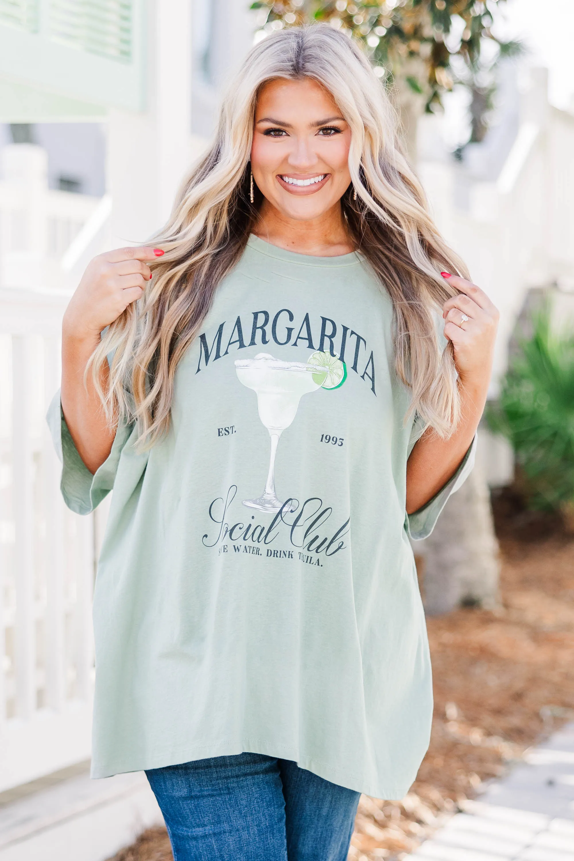 On The Rocks Boyfriend Tee, Light Sage