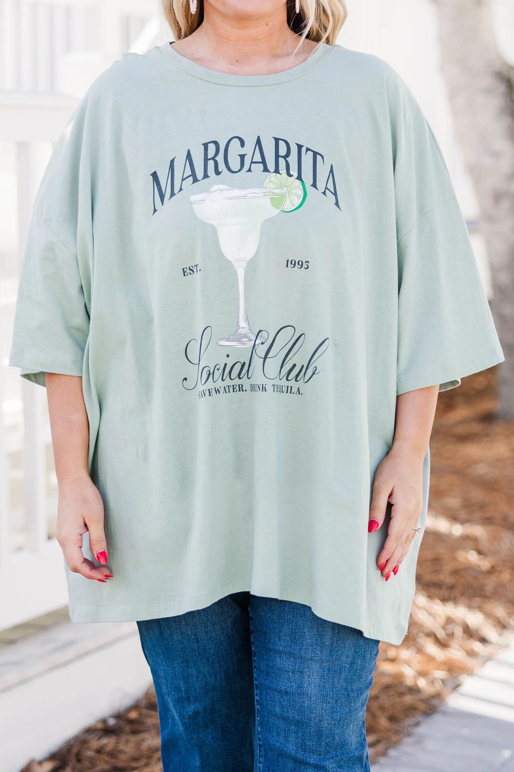 On The Rocks Boyfriend Tee, Light Sage