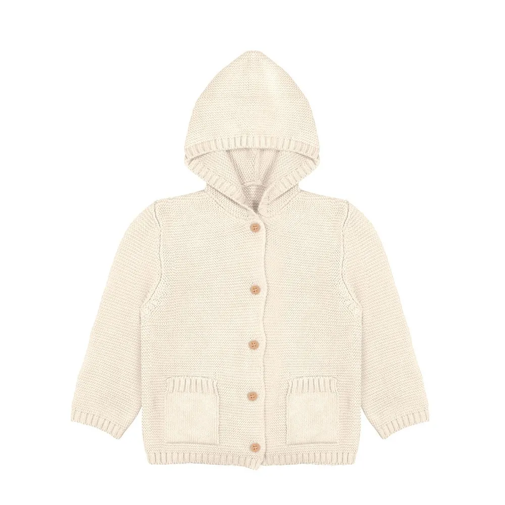 Organic Knit Hooded Sweater Ivory