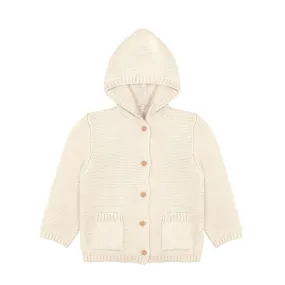 Organic Knit Hooded Sweater Ivory