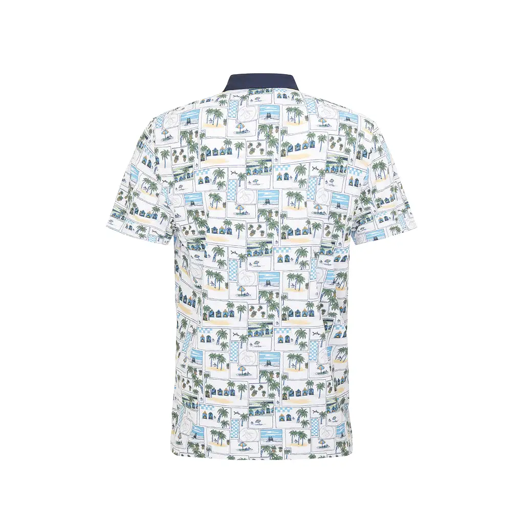 ORIGINAL PENGUIN BEACH CLUB PRINT POLO BRIGHT WHITE