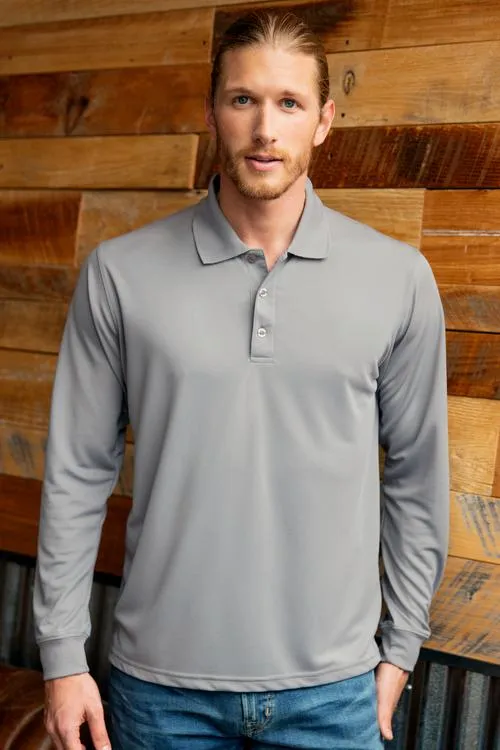 OUTLET-Vansport Omega Long Sleeve Solid Mesh Tech Polo