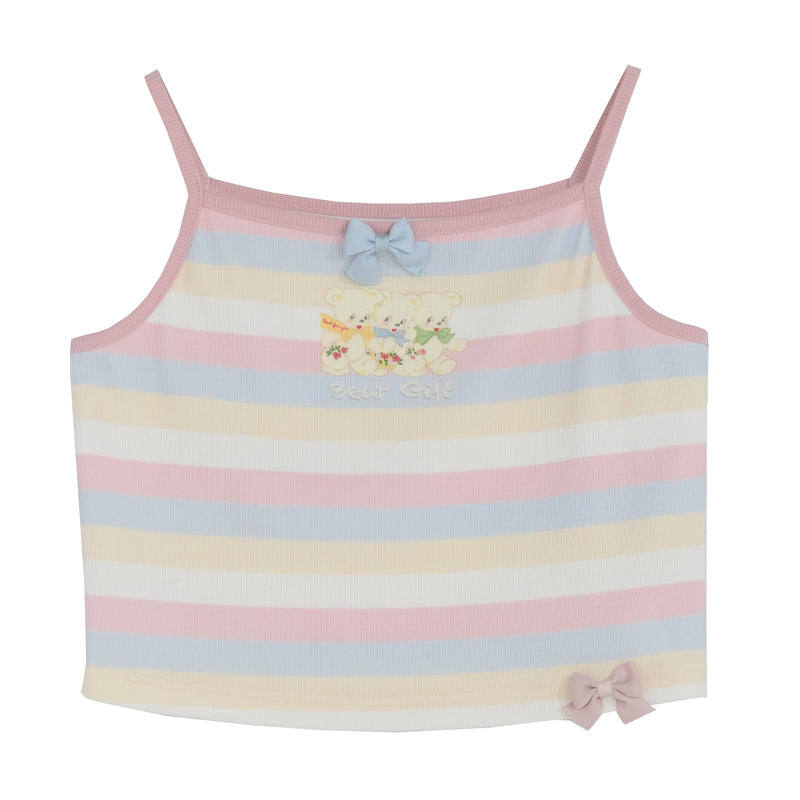 Pastel Rainbow Spaguetty Straps Bears Top ON630