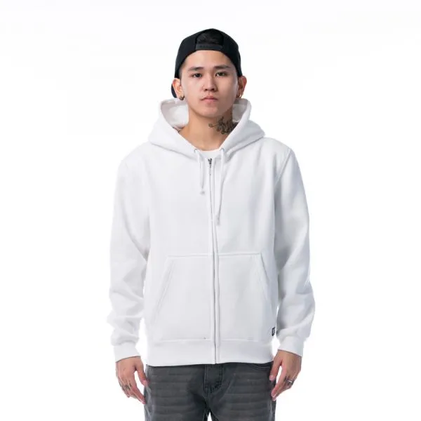 Plain Colored Zip Up Hoodie for Men - Cotton