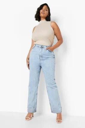 Plus Roll Up Hem Straight Leg Jeans