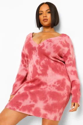 Plus Tie Dye Knitted Sweater Dress