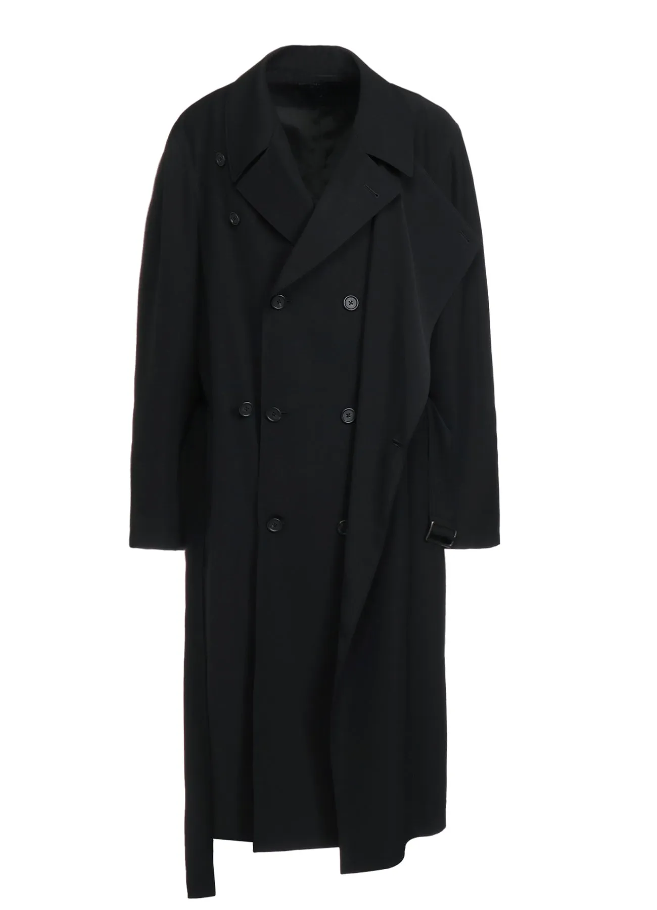 POLYESTER GABARDINE DOUBLE-BREASTED COAT WITH DOUBLE-TAILORED LEFT FRONT