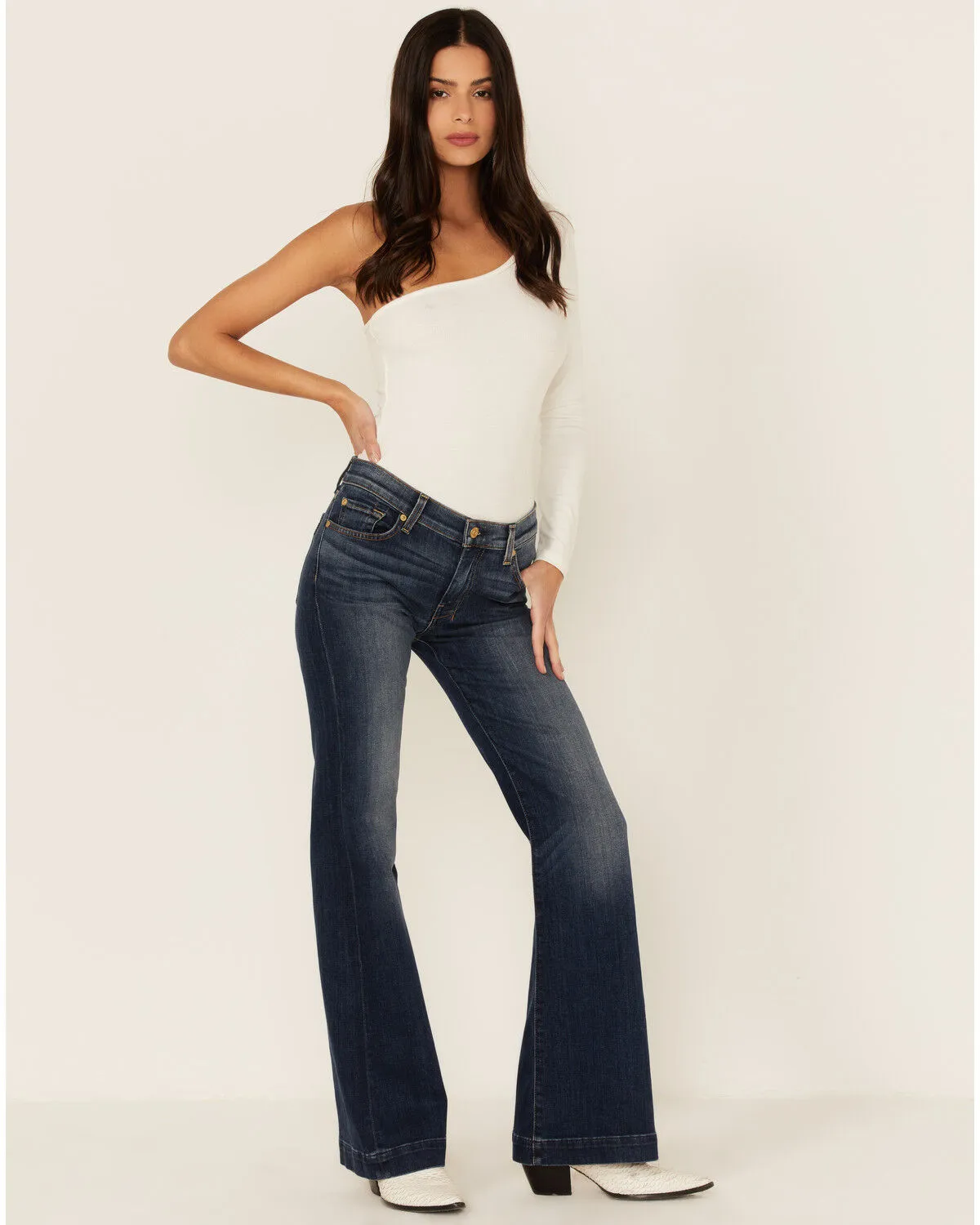 Product Name:  7 For All Mankind Women's Medium Melrose Tailorless Dojo Wide Trouser Leg Jeans