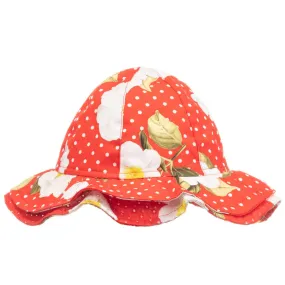 Red Cotton Floral Sun Hat