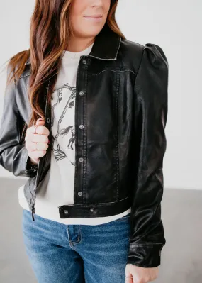 Rena Faux Leather Puff Sleeve Jacket