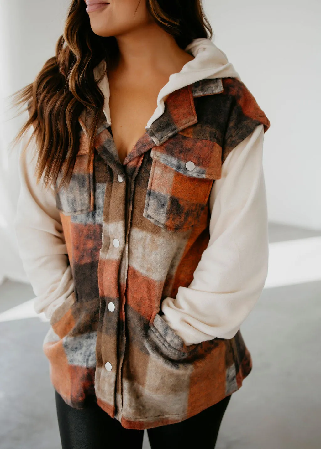 Romie Brushed Check Hooded Jacket