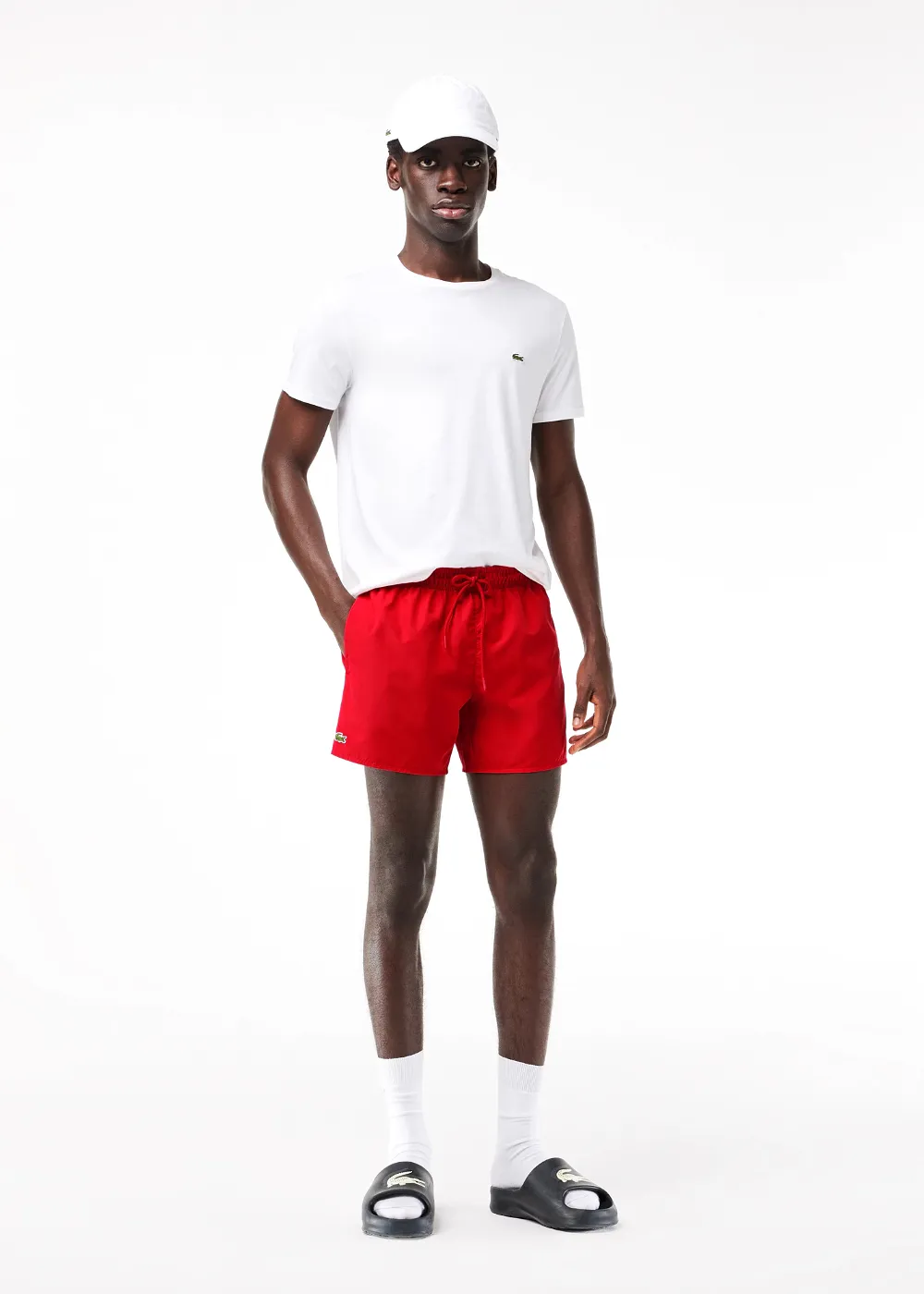 Short de bain Lacoste rouge