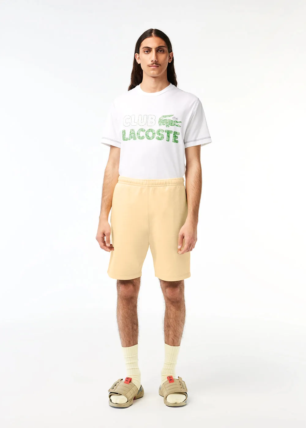 Short Lacoste en molleton logo jaune