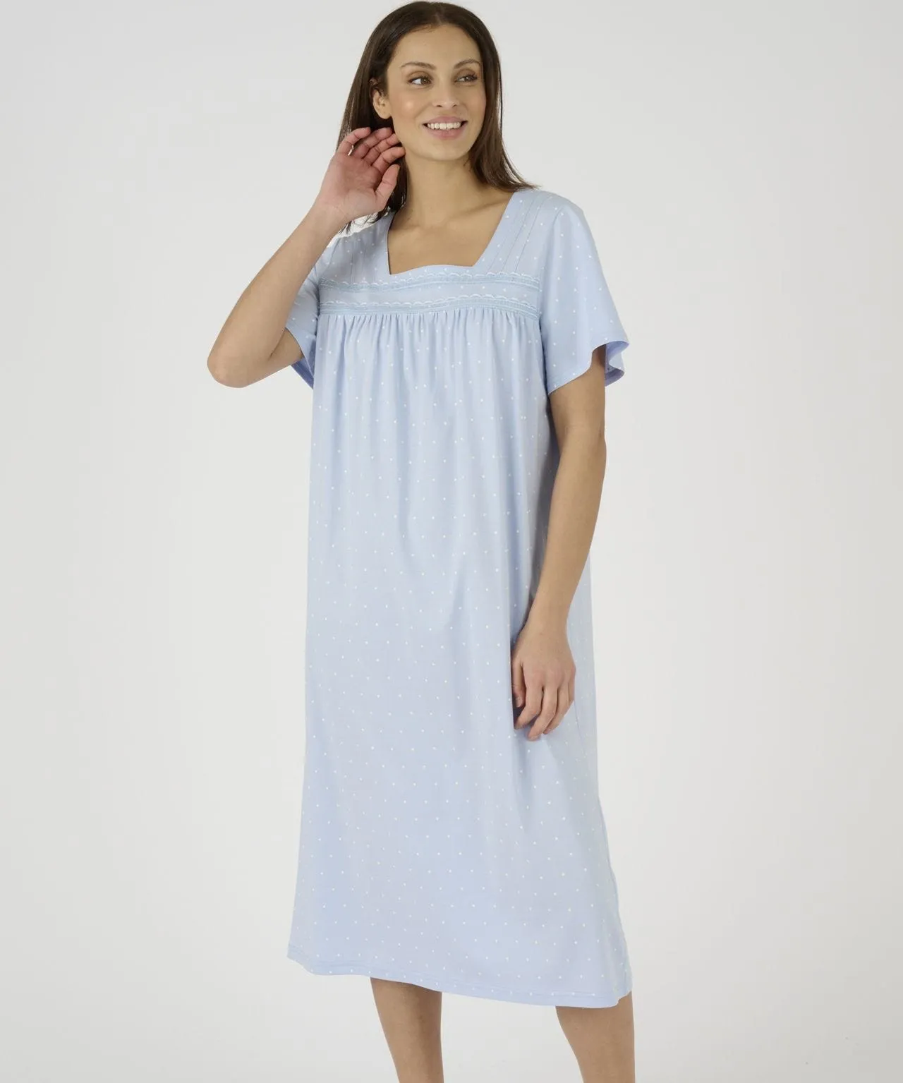 Short Sleeved Dot Print Nightdress