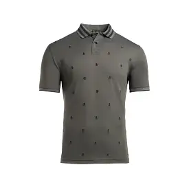 Skull & T's Embroidered Polo Tech Pique Charcoal