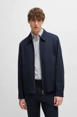 Slim-fit jacket in stretch seersucker with wrinkle recovery