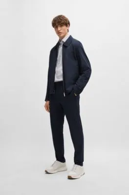 Slim-fit jacket in stretch seersucker with wrinkle recovery