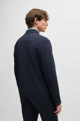 Slim-fit jacket in stretch seersucker with wrinkle recovery