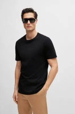 Slim-fit short-sleeved T-shirt in mercerized cotton