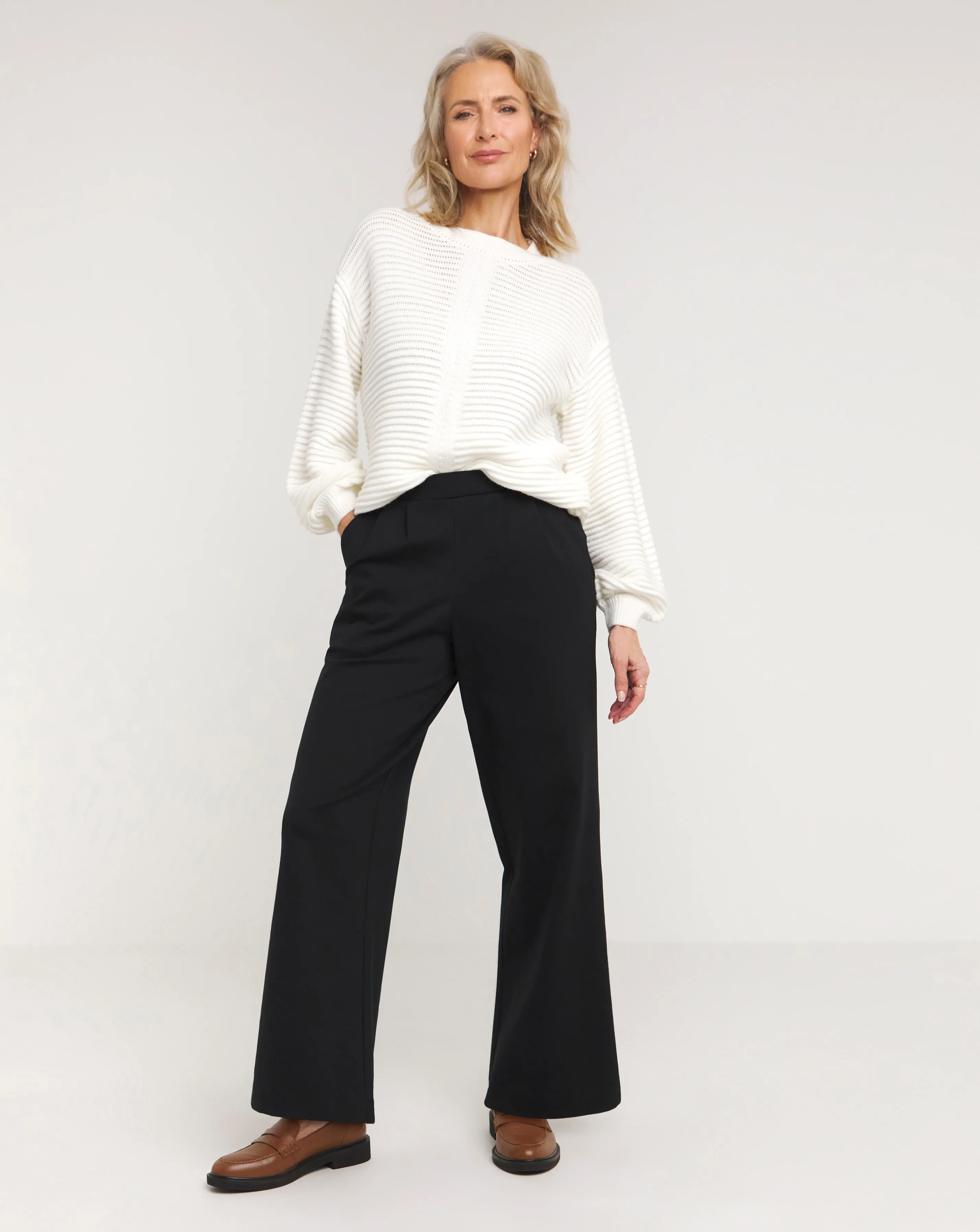 Slimma Black Comfort Fit Wide Leg Trouser Regular