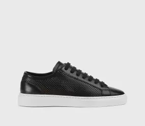 Sneaker in perforated black leather