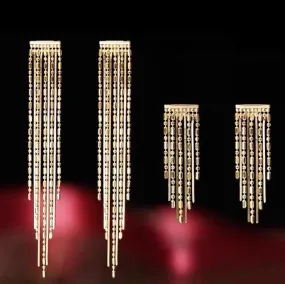 Solid 18K Gold Long and Short Fringe Earrings 2-4g