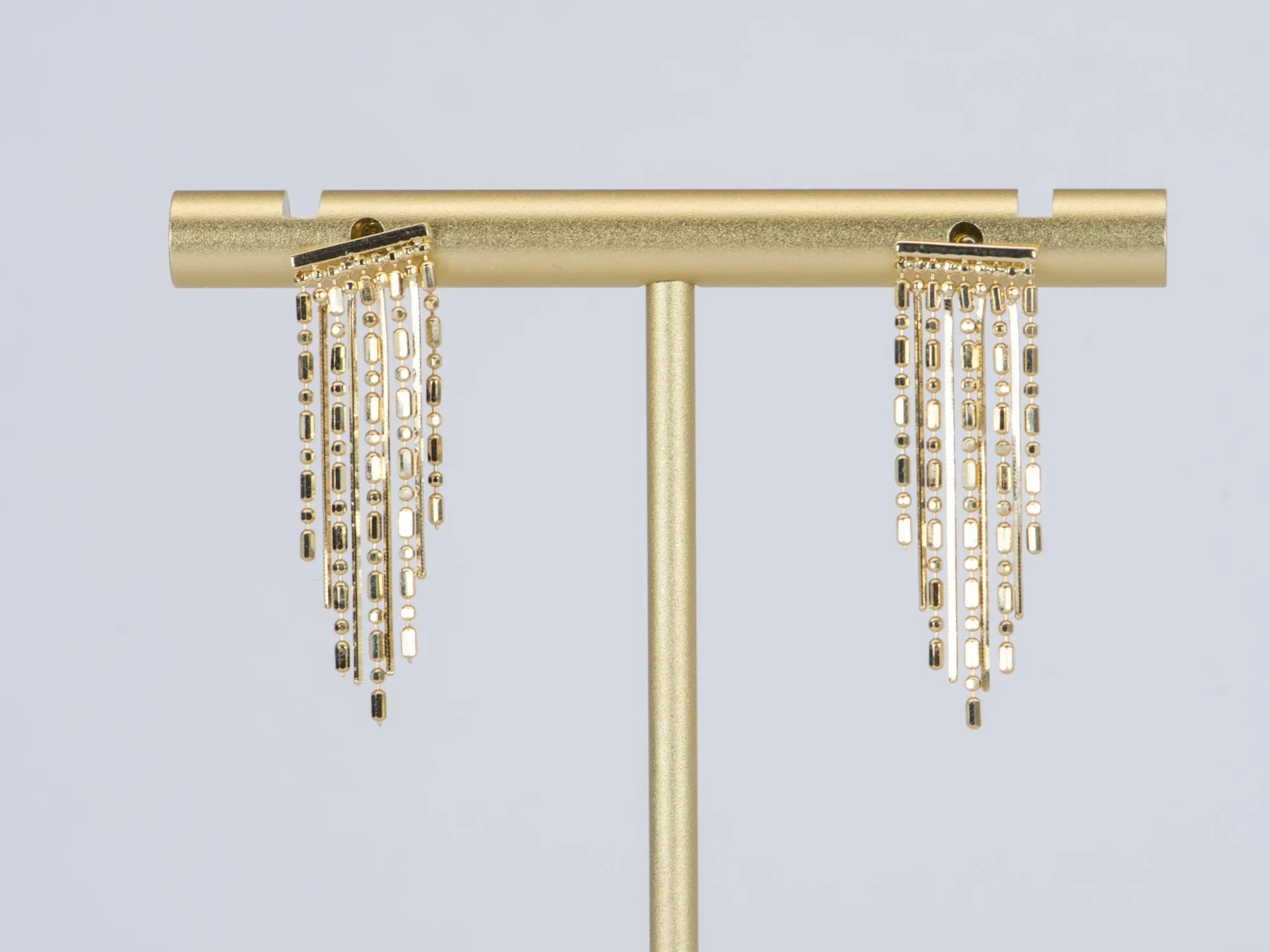 Solid 18K Gold Long and Short Fringe Earrings 2-4g