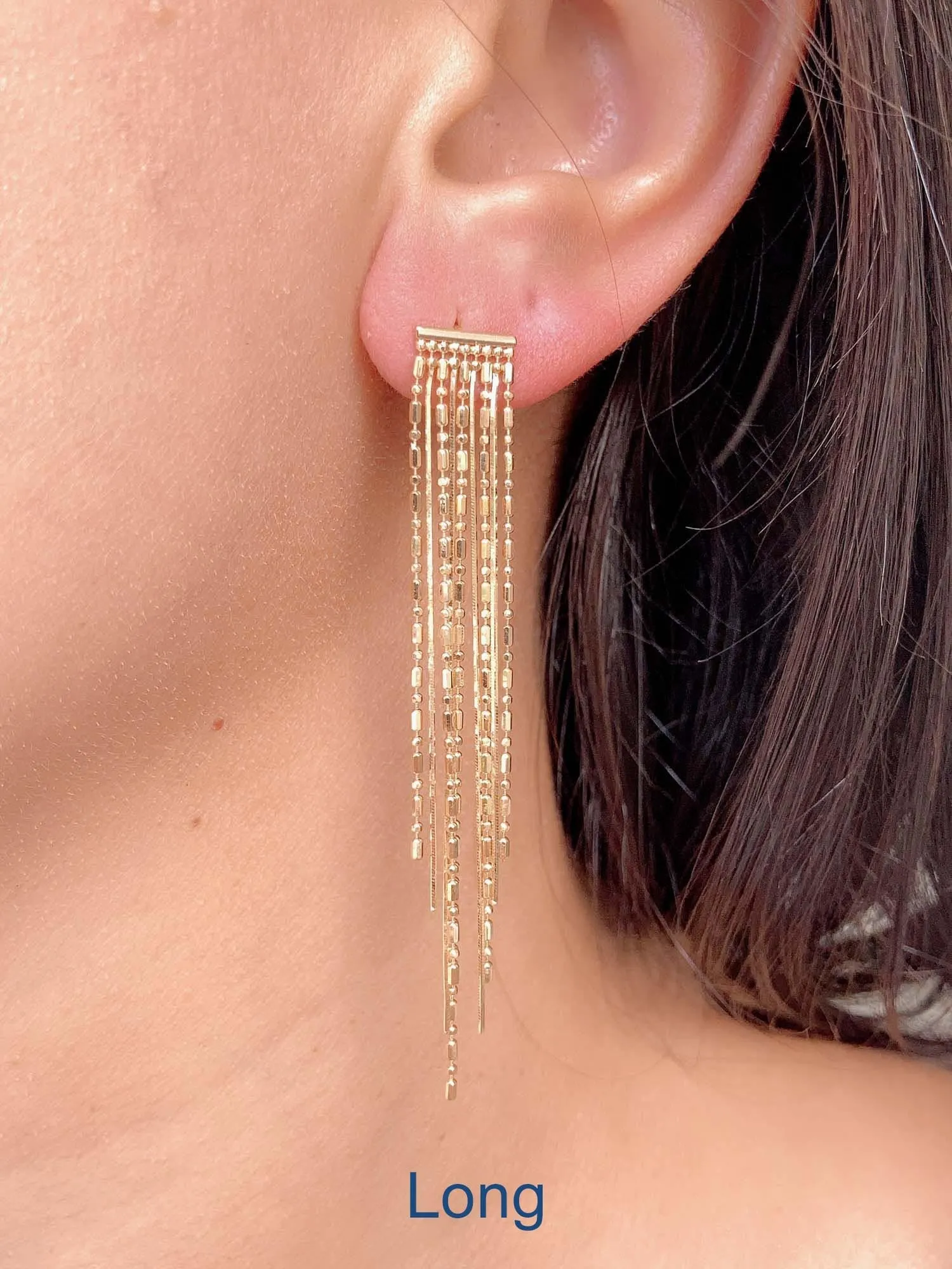 Solid 18K Gold Long and Short Fringe Earrings 2-4g