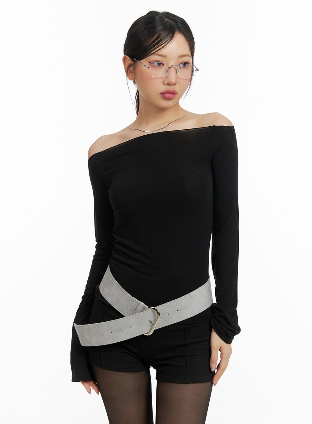 Solid Off Shoulder Long Sleeve CM421