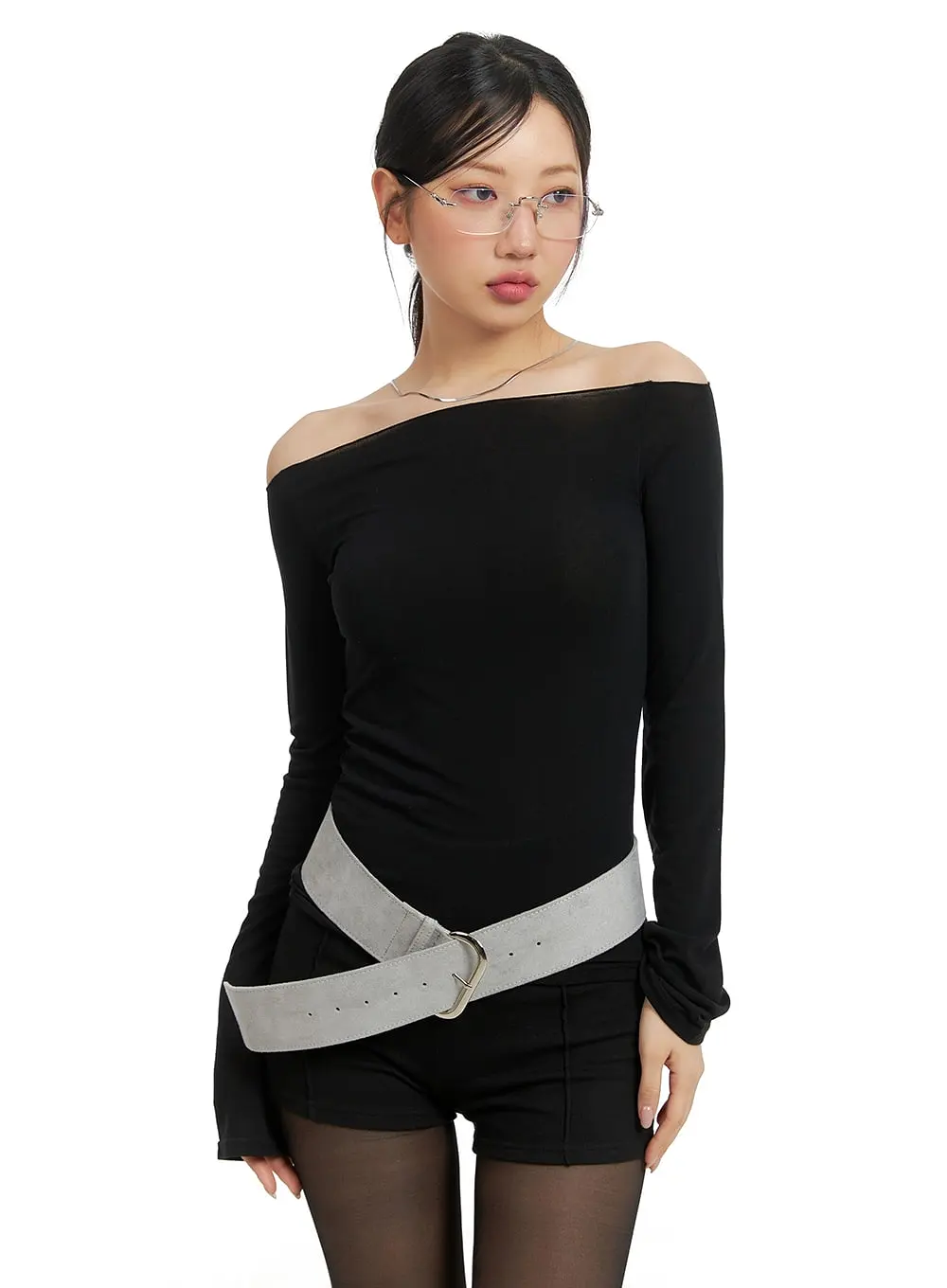 Solid Off Shoulder Long Sleeve CM421