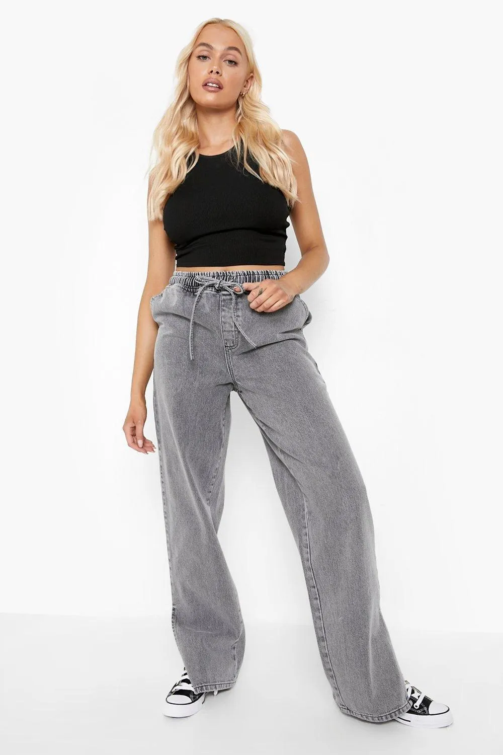 Split Hem Wide Leg Jogger Jeans