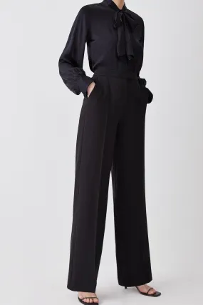 Stretch Cady High Rise Wide Leg Trouser | Karen Millen