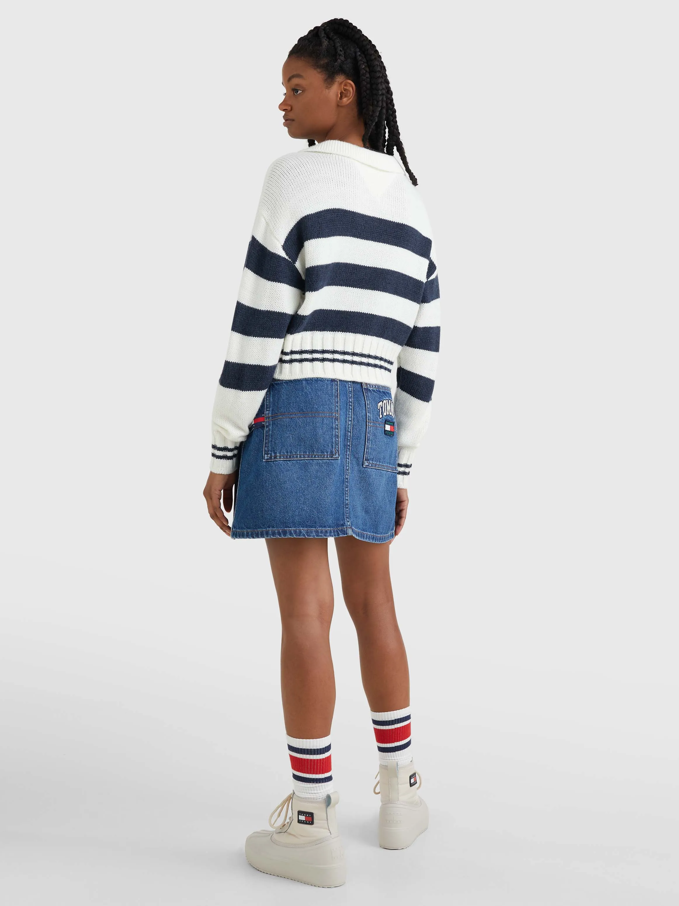 Stripe Rib-Knit Cropped Jumper | Sweatshirts & Hoodies | Tommy Jeans