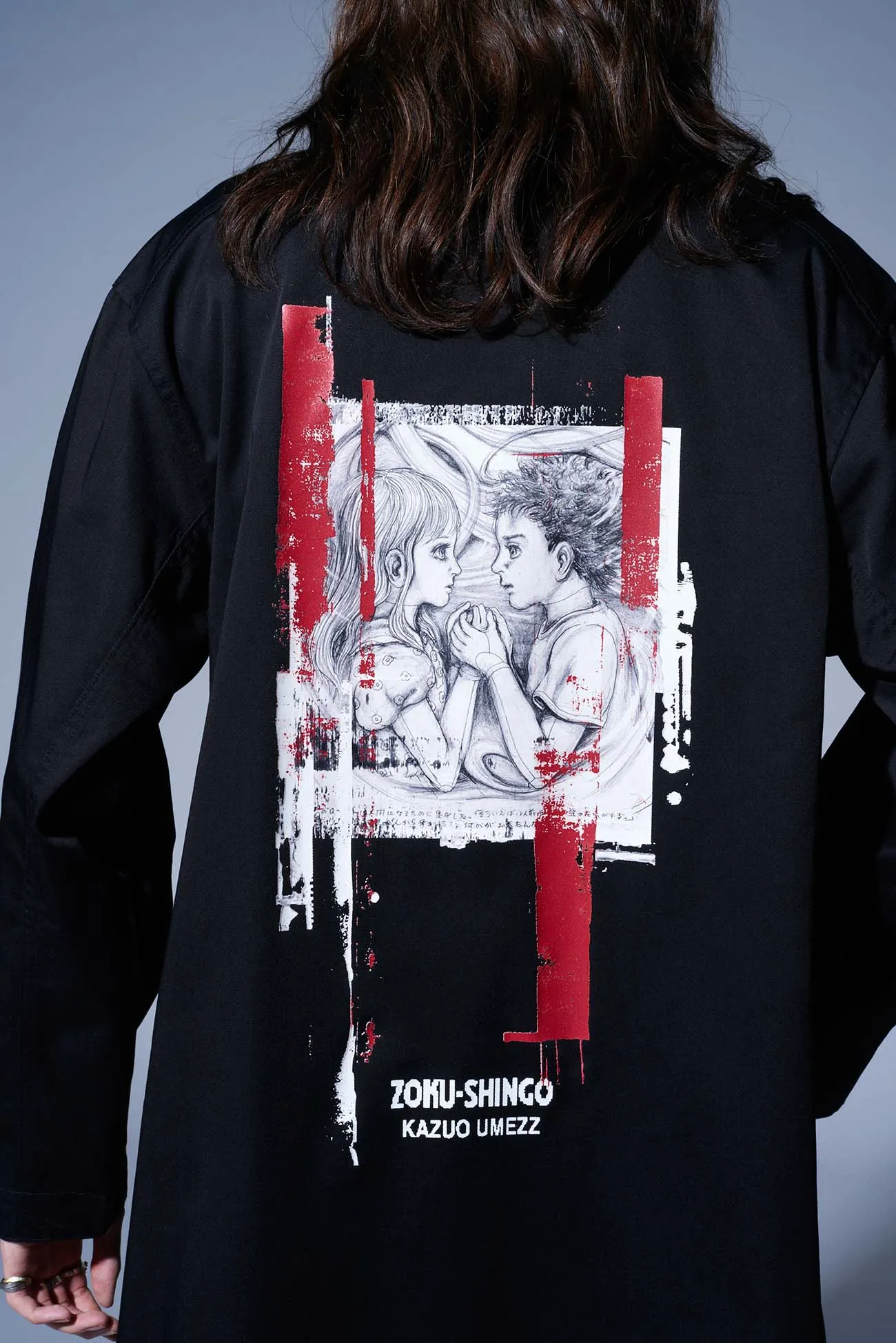 S'YTExKAZUO UMEZZ T/C TWILL ENGINEER COAT PRINTED WITH ARTWORK FEATURING ZOKU-SHINGO-REMINISCENCE-