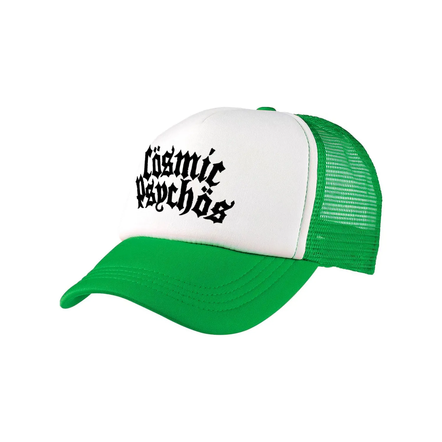 Text Logo Trucker Hat (White/Green)