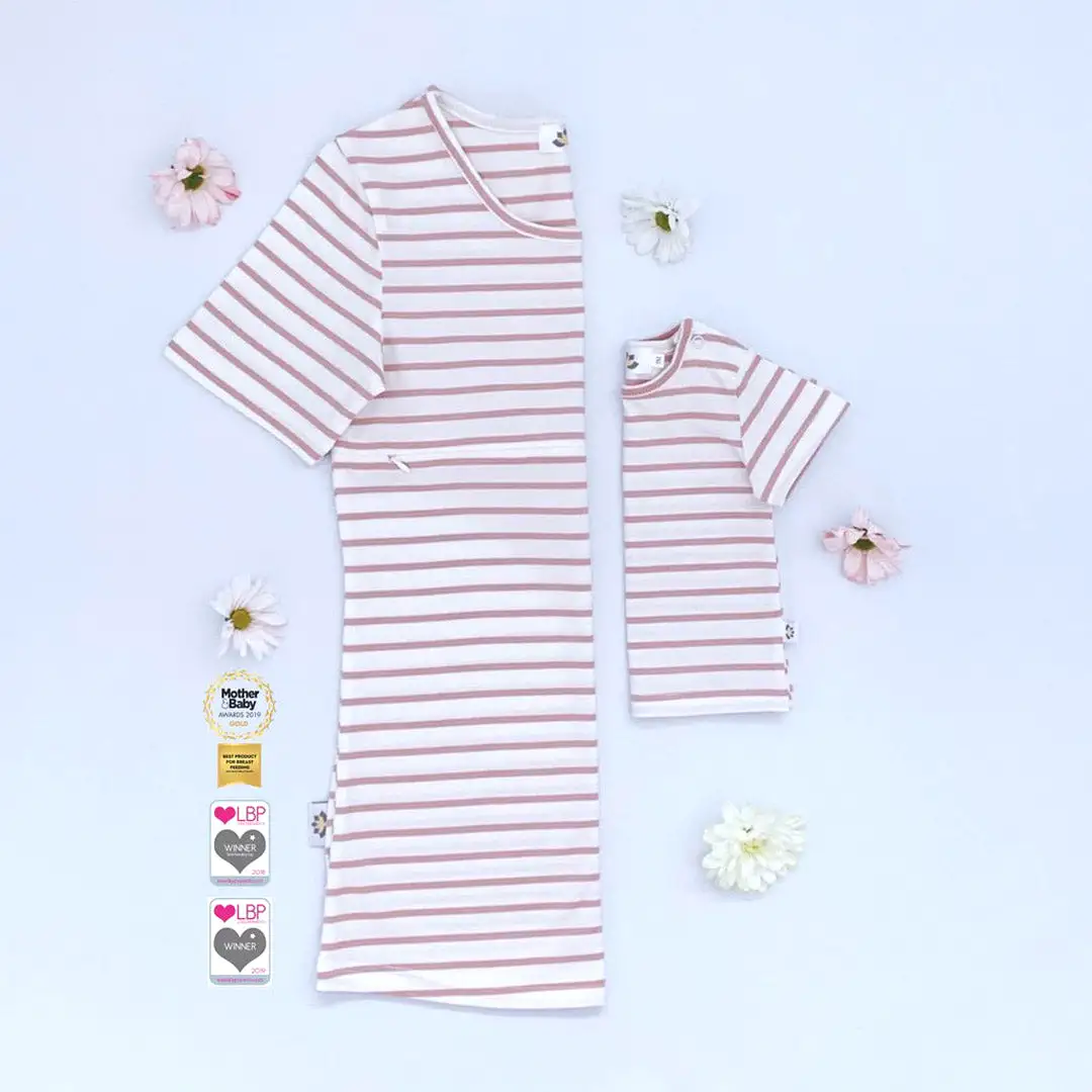 The Juno – Stripy Short-Sleeved Breastfeeding Mumma Top