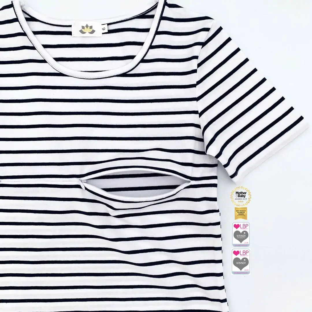 The Juno – Stripy Short-Sleeved Breastfeeding Mumma Top