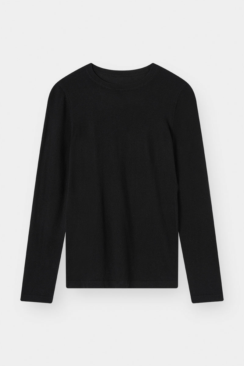 THE LONG SLEEVE SILK CREW - BLACK