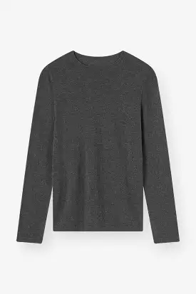 THE LONG SLEEVE SILK CREW - CHARCOAL