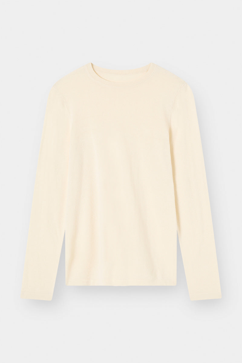 THE LONG SLEEVE SILK CREW - ECO WHITE