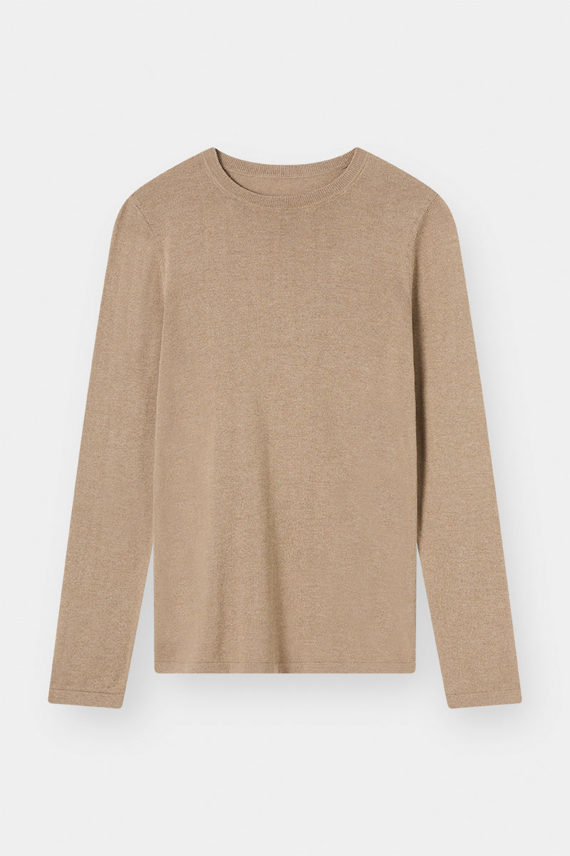 THE LONG SLEEVE SILK CREW - MINK